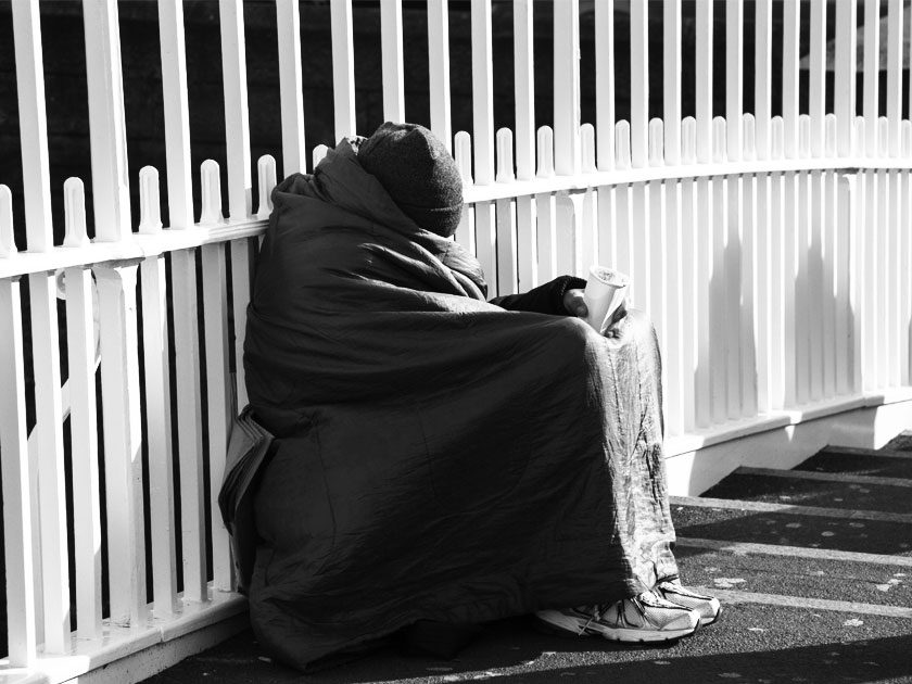 Homeless Man On Bridge